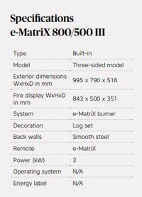 Faber e-MatriX 800-500 III 3D Electric Fireplace