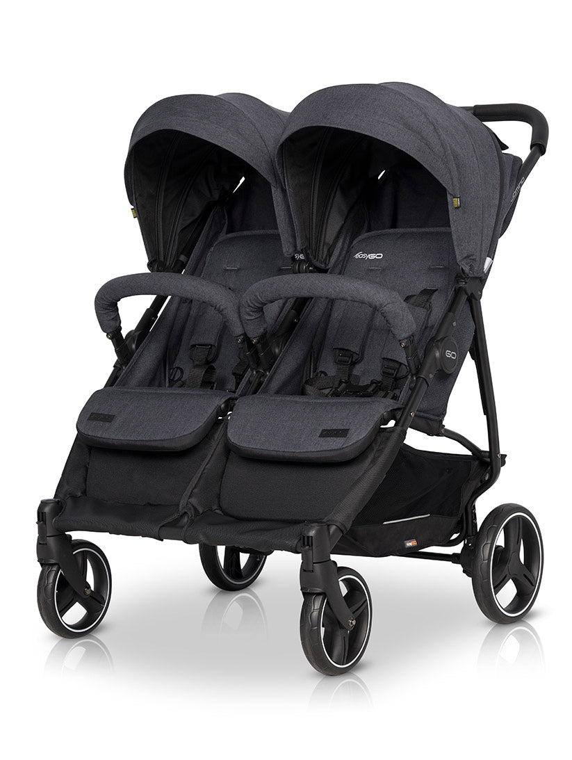 EasyGO DOMINO side-by-side 2in1. Modern Foldable Twin Stroller with Soft Carrycot.