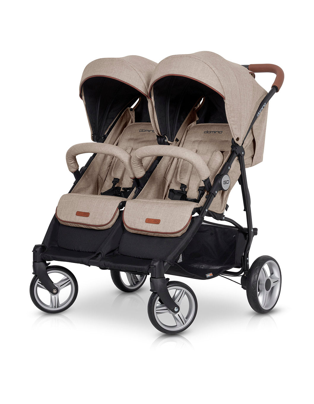 EasyGO DOMINO side-by-side 2in1. Modern Foldable Twin Stroller with Soft Carrycot.