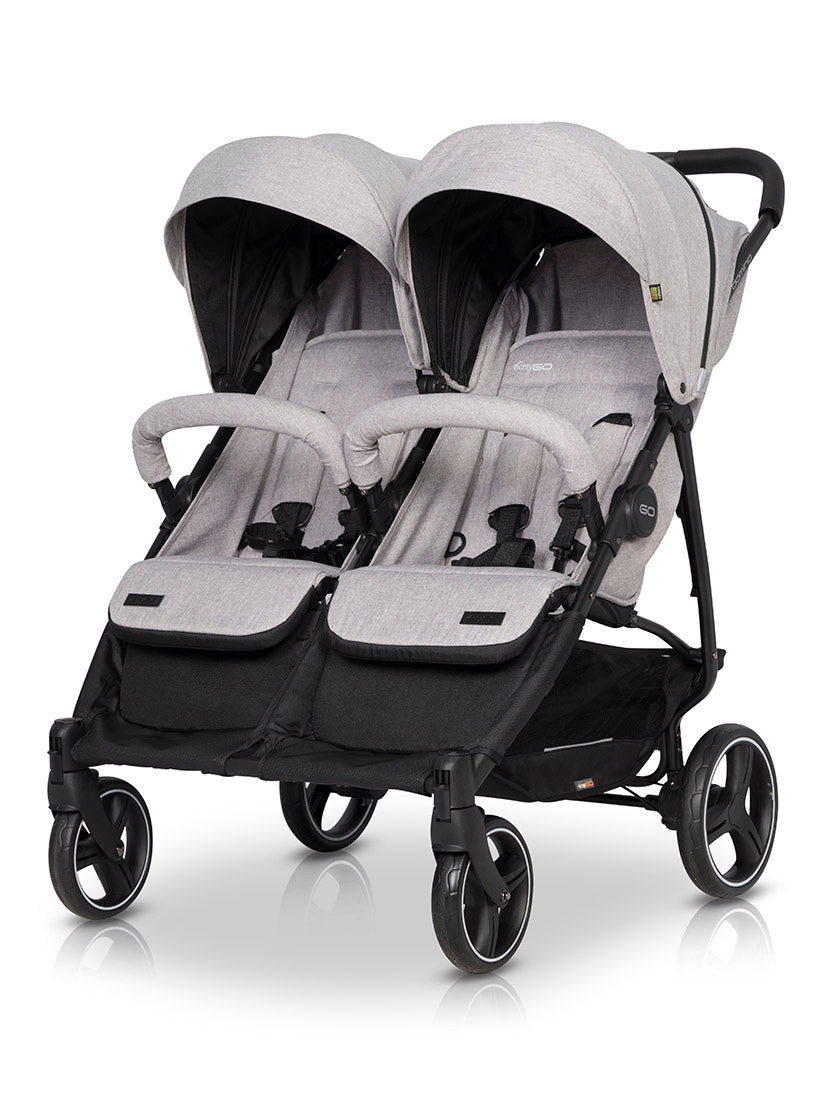 EasyGO DOMINO side-by-side 2in1. Modern Foldable Twin Stroller with Soft Carrycot. - Blu Retail Group