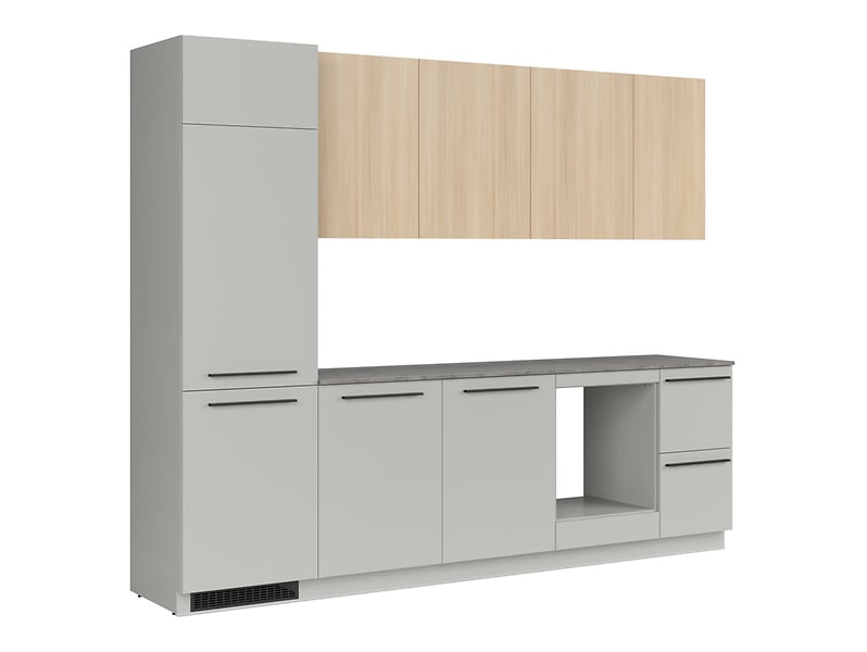 Milino Medium A kitchen set interior view, gray/oak