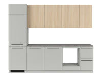 Milino Medium A 285 cm kitchen set, gray chinchilla/oak barbera with countertop