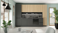 Milino Medium A kitchen set open cabinets, anthracite/oak with countertop