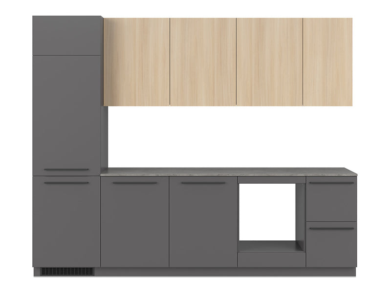 Milino Medium A 285 cm kitchen set, anthracite/oak barbera with countertop