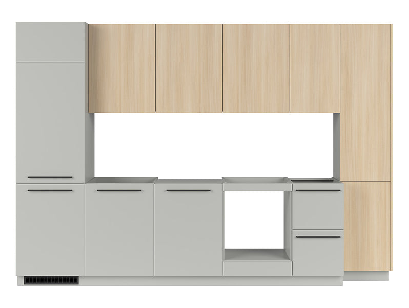 Milino Medium B kitchen set, gray chinchilla/oak barbera without countertop