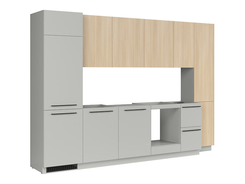 Milino Medium B kitchen set interior view, gray/oak without countertop
