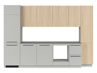 Milino Medium B 332 cm kitchen set, gray chinchilla/oak barbera with countertop