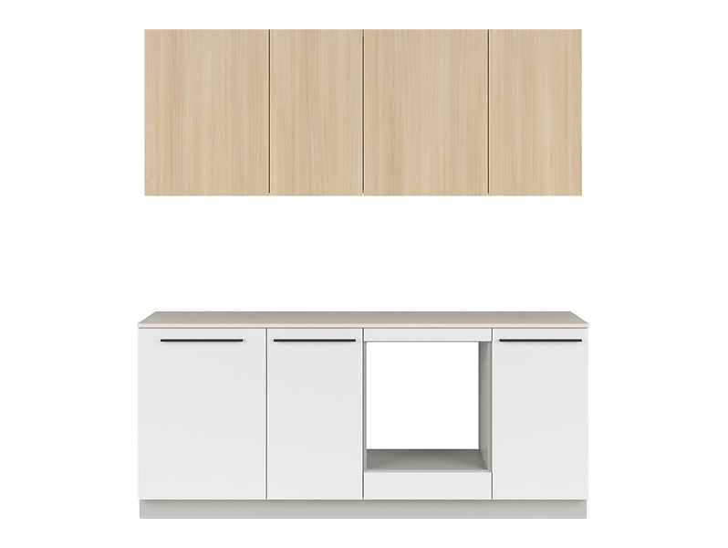 Milino Small 210 cm kitchen set, white alpine/oak barbera with countertop