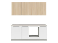 Milino Small 210 cm kitchen set, white alpine/oak barbera with countertop