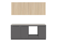 Milino Small 210 cm kitchen set, anthracite/oak barbera with countertop