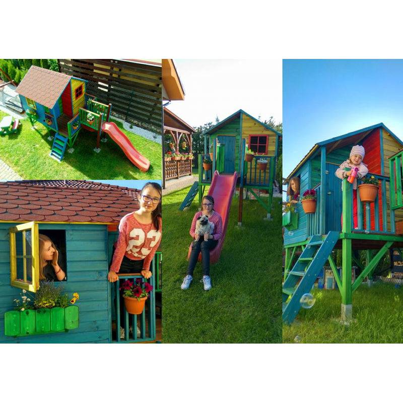 A wooden garden house Jan for children - With a slide - Blu Retail Group