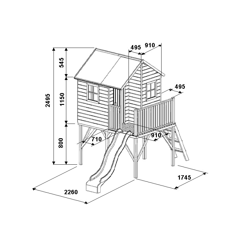 A wooden garden house Jan for children - With a slide - Blu Retail Group