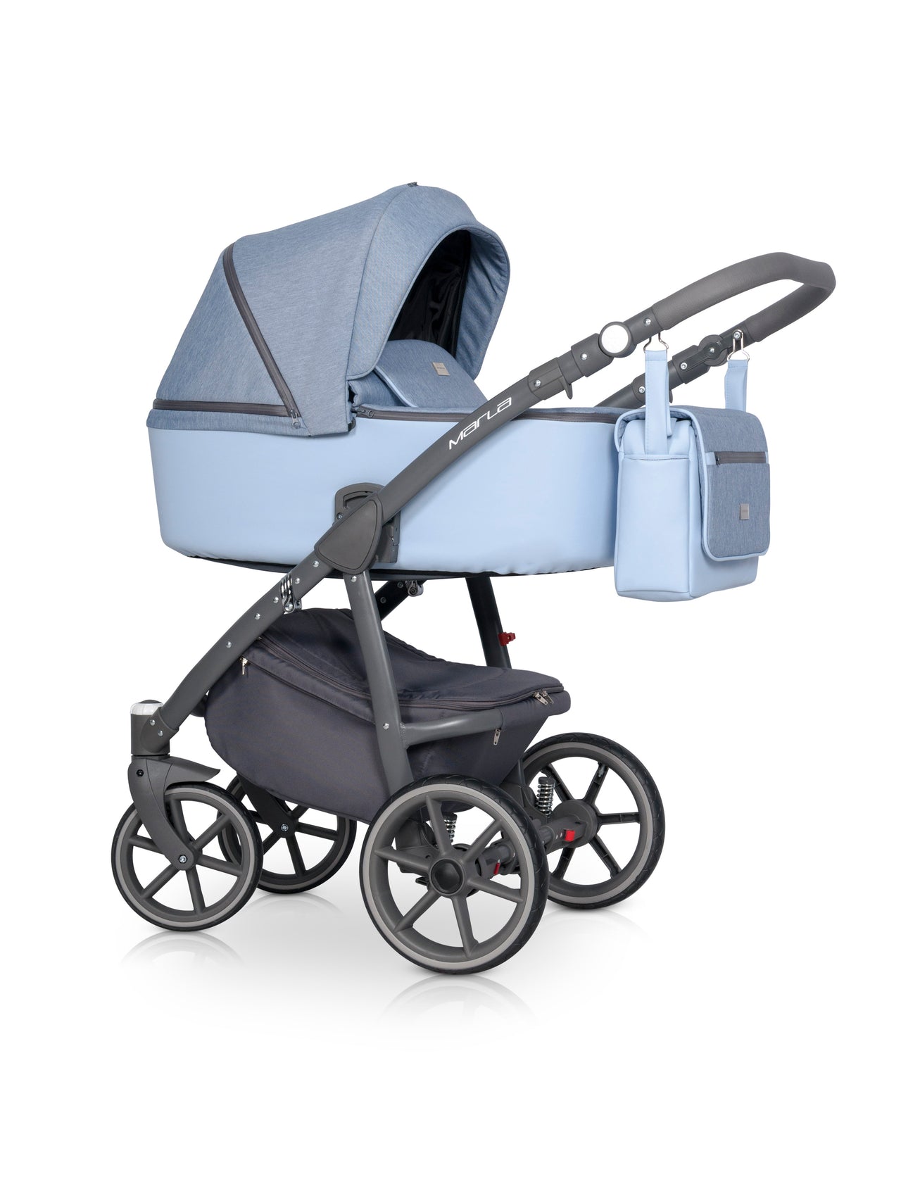 Multiposition Baby Pram, 3 In 1 with Infant Car Seat, Carrycot and Pushchair - Blu Retail Group